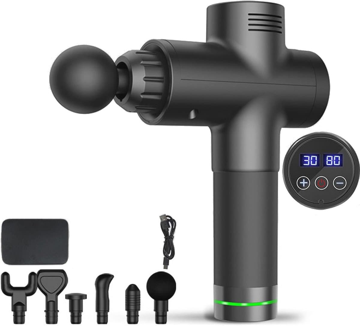 Handheld Percussiemassagepistool met 6 Verwisselbare Hoofden voor Spiertherapie en Ontspanning — afbeelding 1