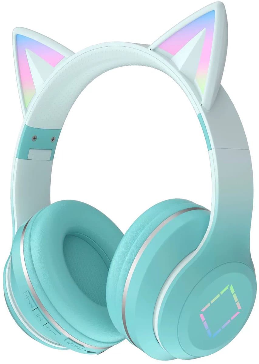 Kinder Koptelefoon Met Kattenoortjes - Kinder Hoofdtelefoon - Bluetooth Koptelefoon Kinderen - Kinder Hoofdtelefoon Draadloosn - Aux/Tf Kaartsleuf - Draadloze Opvouwbare Koptelefoon - Bluetooth 5.1 - Rgb LED - Veilige Volumebegrenzing - Groen — afbeelding 1