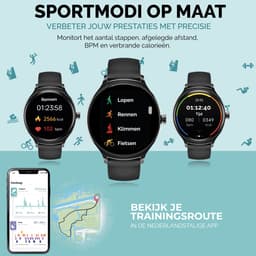 Royal Supplies S8 Smartwatch - Smartwatch Heren - Smartwatch Dames - Smartwatch Kinderen - 2026 model -HD Touchscreen - Horloge - Stappenteller - Saturatiemeter - IOS & Android -Screenprotector-Zwart — thumbnail 3