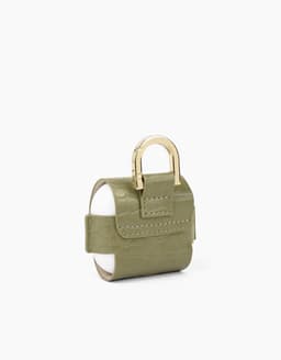 IDEAL OF SWEDEN, Hoesje geschikt voor Apple AirPods 3 - Flo Series Croco Textuur met Karabijnhaak, Groen — thumbnail 2
