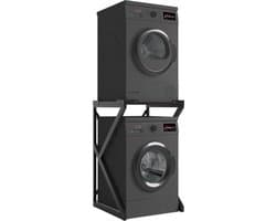 ACAZA - Wasmachine Kast - Wasmachine Verhoger - Wasmachine Opbouw - Metaal - Zwart