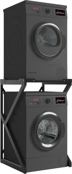 ACAZA - Wasmachine Kast - Wasmachine Verhoger - Wasmachine Opbouw - Metaal - Zwart — thumbnail 1