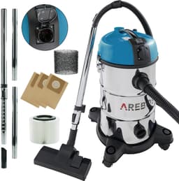 AREBOS Industriële stofzuiger | geel | inhoud 30 liter | 1300 W | met extra stopcontact | uitblaasfunctie | ideale natte droge stofzuiger | ook voor aszuigen — thumbnail 1