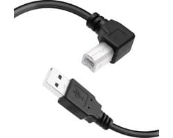 Kabel – 1,5M USB Printerkabel, 90 Graden USB 2.0 A Male naar B Male, Printer Scanner USB B Kabelkoord met 480Mbps Hoge Snelheid Printen, Zwart (Linkse Hoek)