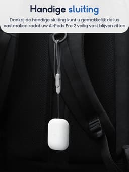 Ibley Draagkoord voor Apple AirPods Pro (2e generatie) - AirPods Pro 2 Lanyard - Draaglus - Draagriem - Geïntegreerde clip - AirPods Case Accessoires - Grijs met Crème clip — thumbnail 4
