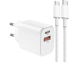 USB + USB C Adapter + USB C Kabel - 35W Snellader - USBC naar USB-C Oplader - Snellader - USB-C Kabels