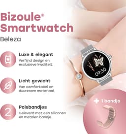 Bizoule Smartwatch Beleza - Smartwatch Dames Zilver - 1.1 AMOLED Touchscreen - 40mm - Horloge met Belfunctie - Stappenteller - Android en iOS — thumbnail 2