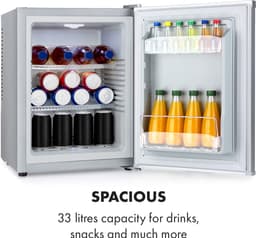 Klarstein Minibar Mini Koelkast voor Kamer, 33 L Mini Koelkast voor Dranken & Cosmetica, Kleine , Kleine en Stille Koelkast, Verstelbare Plank, Skincare Koelkast 5–15 °C - 25 dB - voor Hotelkamer voor Partykelder - Compact — thumbnail 6