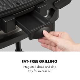 Klarstein Gatsby elektrische barbecuestandaard tafelgrill, vermogen: 2000 W, EasyGrill Concept, grilloppervlak: 40 x 36 cm / gegoten aluminium / antiaanbaklaag / grillmuts, twee zijtafels, zwart - BBQ - 47 cm - RVS - RVS — thumbnail 5