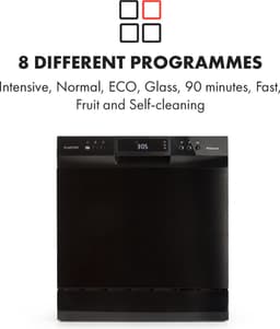 Klarstein Amazonia Mini vrijstaande vaatwasser - Tafelmodel afwasmachine - Met 8 couverts en 8 programma's - Led display - Aquastop - Zwart — thumbnail 3