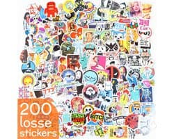 Stickerbomb 200 stuks | Hele leuke uniek Stickers MIX | Fatbike Scooter Laptop Skateboard sticker 2ST02
