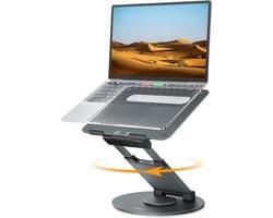 Laptop Standaard - Verstelbaar - Aluminium - Opvouwbaar - Verticaal - Met Koeling - Tot 20KG - Geschikt voor: 13 t/m 17 inch / MacBook Air / MacBook Pro 13/16 inch - Laptopstandaard - Laptop Verhoger - grijs