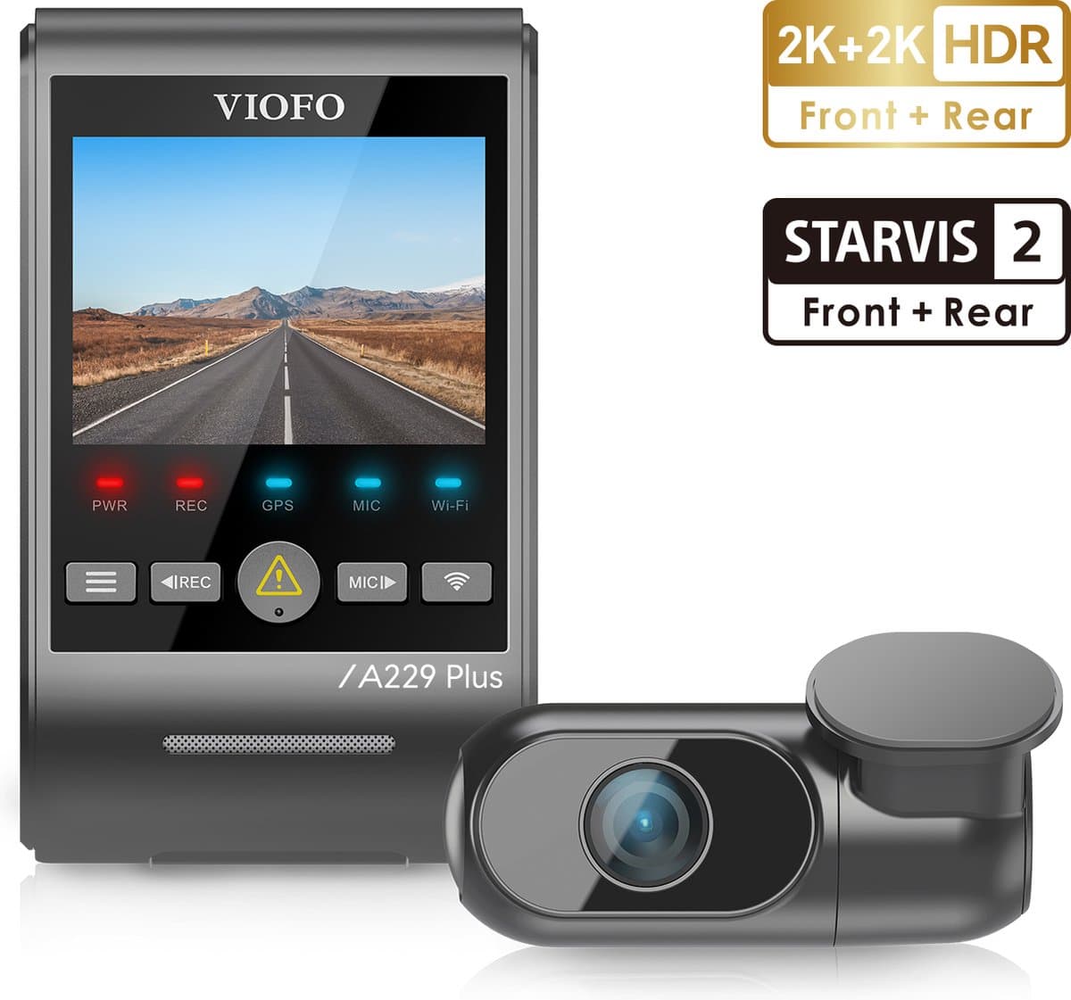 VIOFO A229 Plus 2CH - Dual dashcam - Sony Starvis 2 IMX675 Sensor - 2023 — afbeelding 1