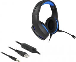 Gaming-headset over-ear met 3,5 mm stereo-jack en blauw LED-licht voor pc, laptop en gameconsoles — thumbnail 1