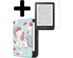 Hoes Geschikt voor Kobo Clara 2E - E-reader Bescherm Hoesje Case Sleep Cover Met Screenprotector - Hoes Geschikt voor Kobo Clara 2E Hoesje - Eenhoorn