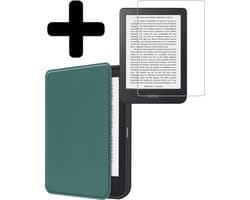 Hoes Geschikt voor Kobo Clara 2E - E-reader Bescherm Hoesje Case Sleep Cover Met Screenprotector - Hoes Geschikt voor Kobo Clara 2E Hoesje - Donkergroen