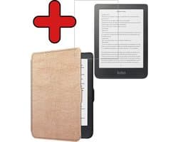 Hoes Geschikt voor Kobo Clara HD - Met Screenprotector - Luxe E-reader Bescherm Case - Hoesje Book Cover - Rosé Goud