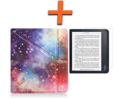 Hoesje Geschikt voor Kobo Libra 2 Hoes Book Case Trifold - Hoes Geschikt voor Kobo Libra 2 Hoesje Book Cover Met Screenprotector - Galaxy
