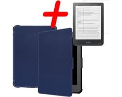 Hoes Geschikt voor Kobo Clara HD Hoesje Bookcase Cover Hoes Met Screenprotector - Hoesje Geschikt voor Kobo Clara HD Hoes Cover Case - Donkerblauw