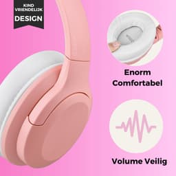 WiseQ ANC Kinderkoptelefoon – Roze Draadloze Koptelefoon Meisje – Active Noise Cancelling – 35u Bluetooth en Microfoon – Incl. 100+ Stickers — thumbnail 7
