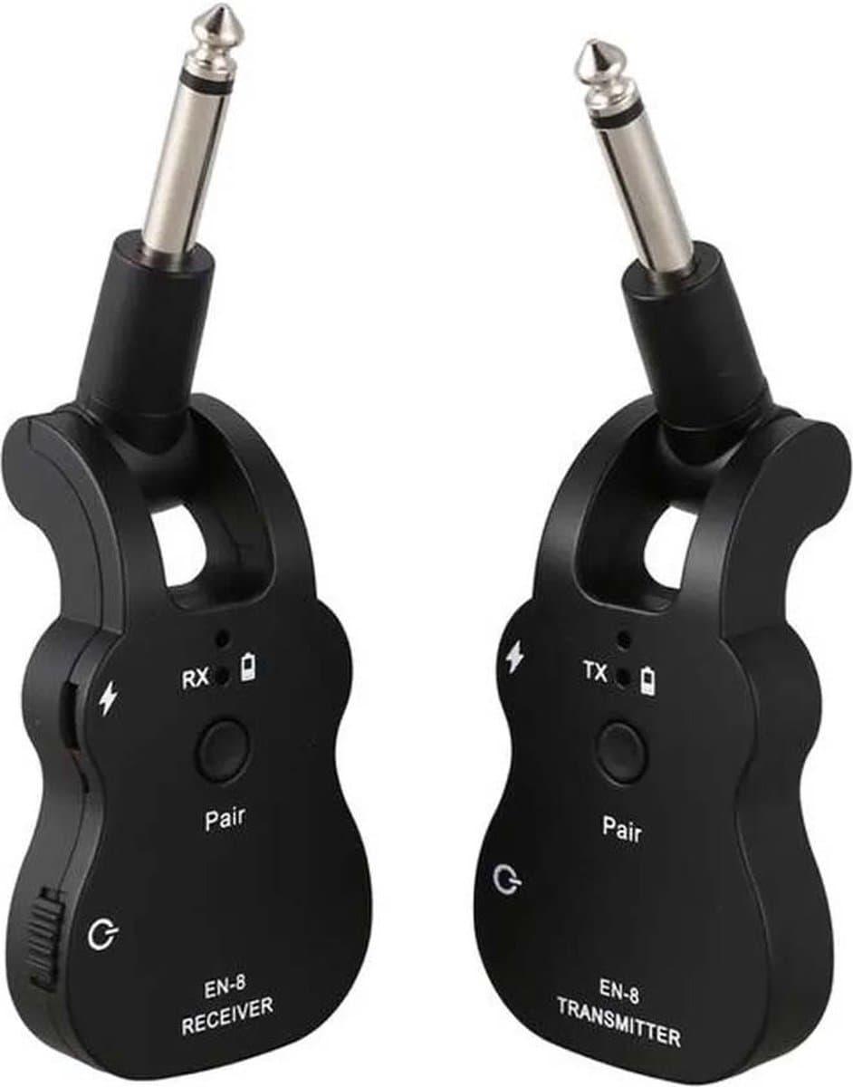 Draadloze Instrument Audio Zender & Ontvanger - 2.4Ghz - Gitaar, Bass, Keyboard & Electrische Drum - EN-9 - Zwart — afbeelding 1