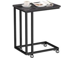 ACAZA Bijzettafel - Bijzettafel op wieltjes - Zwart - 50 x 35 x 60 cm (L x B x H) - Keuze tussen Wieltjes en Pootjes - Bedtafeltje op Wieltjes - Bijzettafel - Nachtkastje - Laptop Tafel - Laptoptafel op Wielen - Koffietafel - Bijzettafel Bank