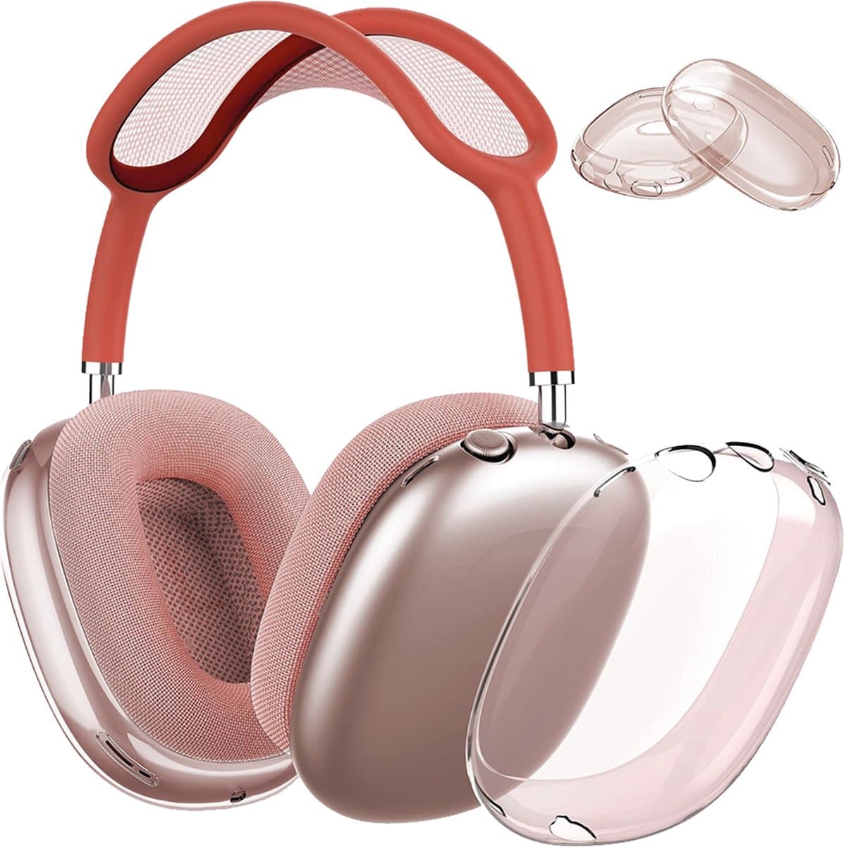 MY PROTECT - Siliconen Transparant Cover Case geschikt voor Airpods Max - Transparant/Roze — afbeelding 1