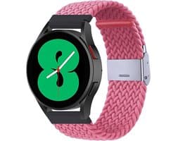 By Qubix - Geschikt voor Garmin bandje - Geschikt voor Garmin Venu 2 / Garmin Venu 3 - Braided nylon bandje - Roze - Smartwatch bandje 22mm