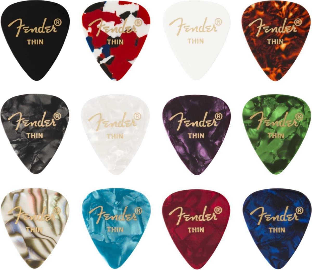 Fender - plectrumset - 351 vorm 12 stuks - thin — afbeelding 1