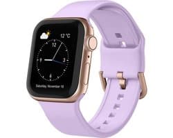 By Qubix - Geschikt voor Apple Watch bandje - Soft siliconen bandje met gespsluiting - Lavendel - Geschikt voor Apple Watch 38 mm / 40 mm / 41 mm / 42 mm - Smartwatch bandje