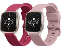 kwmobile 2x horlogebandjes geschikt voor Garmin Venu Sq 2 Music / Sq 2 / Vivoactive 6 / Vivoactive 5 bandje - Smartwatch bandjes van TPU - Activity tracker horloge band in oudroze / bordeauxrood
