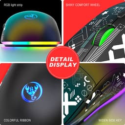HXSJ T90 2.4G Stille Draadloze Gaming Muis - Bluetooth - Computermuizen - Ultra licht - RGB Verlichting - Zwart — thumbnail 4