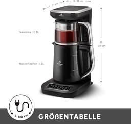 Karaca- Caysever- Robotea pro-Chrome kleur -theemachine- 4 in 1 sprekende automatische theemaker ,waterkoker en filterkoffiezetapparaat, 2500 W, chroom, theemaker, Engelse Versie — thumbnail 2