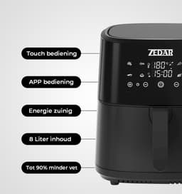 Airfryer XXL - Met APP - Groot 8 Liter - Heteluchtfriteuse - Zwart - Digital Touchscreen - 50 voorgeprogrammeerde gerechten Zedar AF600 — thumbnail 5