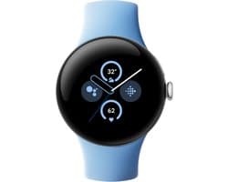 Google Pixel Watch 2 - Zilver - Met GPS - Hartslagmonitor - Stressmanagement - Blauwe Siliconenband