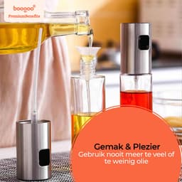 BooGoo® Olijfolie Sprayer Premium Design - RVS & Glas - 100ml - Inclusief Ebook & Accessoires - Oliefles voor Airfryer, BBQ & Bakken — thumbnail 7