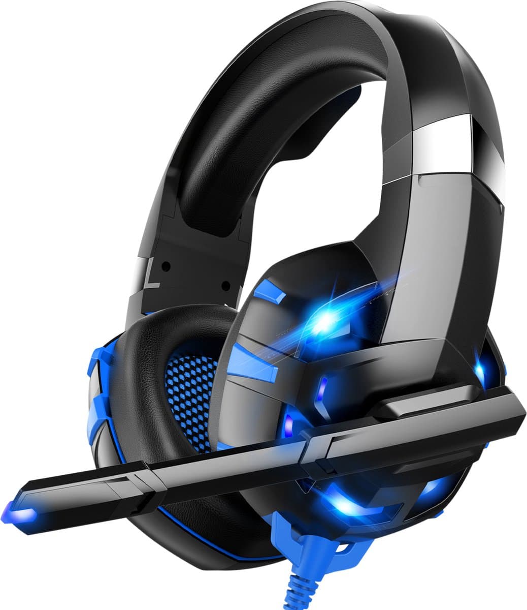 Strex Gaming Headset Met Microfoon - Geschikt Voor PC / PS4 / PS5 / Xbox / Switch - Game Koptelefoon Met Draad - Blauw — afbeelding 1