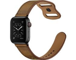 By Qubix - Geschikt voor Apple Watch bandje - Leren bandje dubbele lus - Gemeleerd bruin - Geschikt voor Apple Watch 38 mm / 40 mm / 41 mm / 42 mm - Smartwatch bandje - leren smartwatchbandje - Horlogebandje