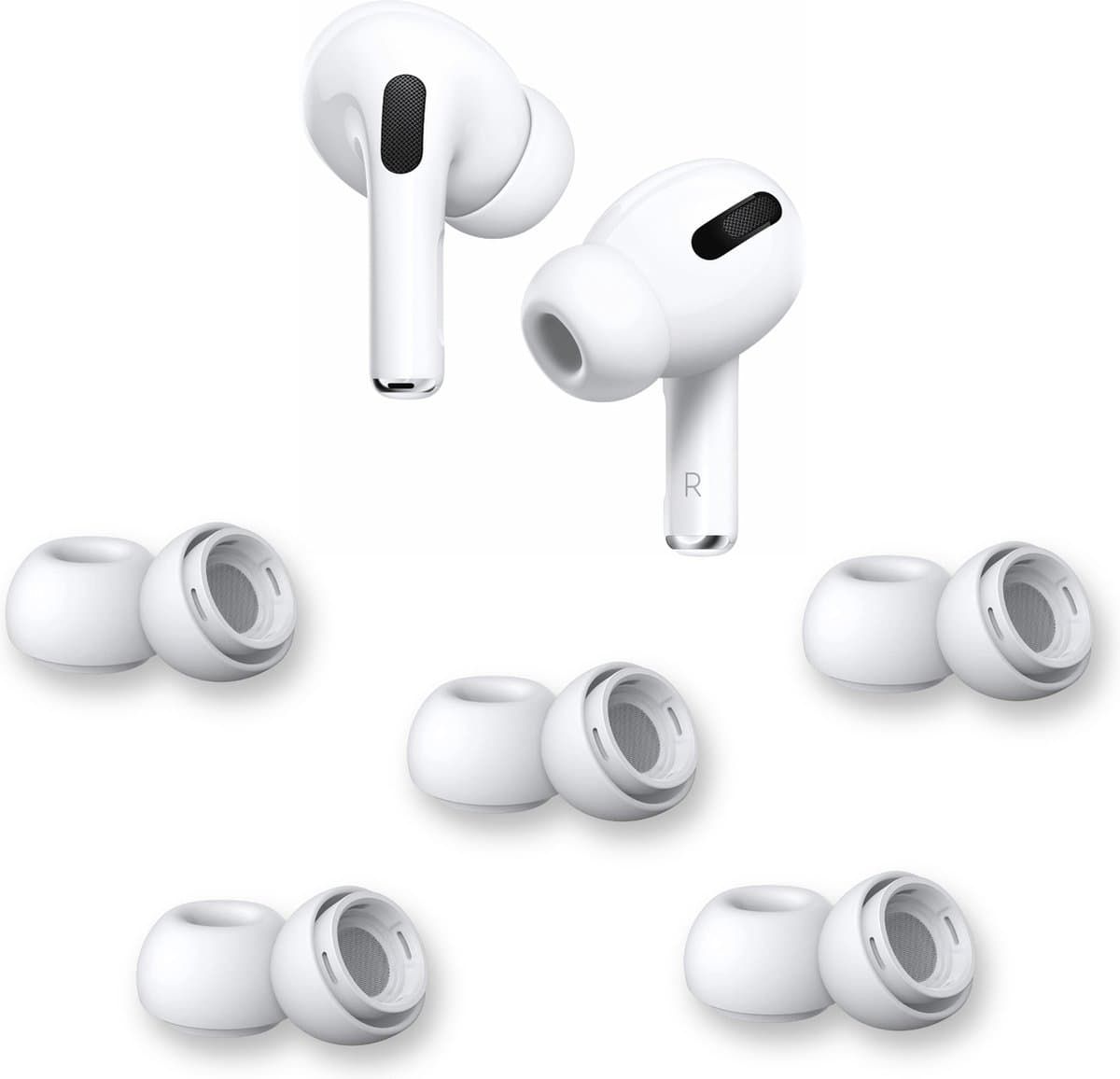 AirPods Pro Oordopjes Medium Wit – 5 Paar (10 Stuks) – AirPods Pro Ear Tips Vervanging – Siliconen Oordopjes – Geschikt voor Apple AirPods Pro – Noise Cancelling — afbeelding 1