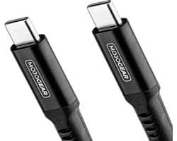 MOJOGEAR USB C naar USB C kabel 100W - 1,5 meter - Extra Sterk Nylon - Snellader voor smartphone, tablet, laptop, monitor - Data-overdracht en opladen - iPhone kabel usb c - Zwart/donkergrijs