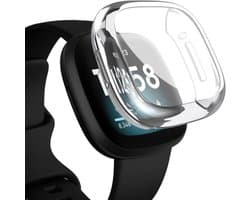 Strap-it TPU case protectie - transparant bescherm hoesje geschikt voor Fitbit Versa 3 - doorzichtige beschermhoes voor Versa 3