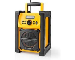 Nedis Bouwradio - FM Radio - Bluetooth - Batterij / Netvoeding - Digitaal - IPX5 - Handvat - Geel