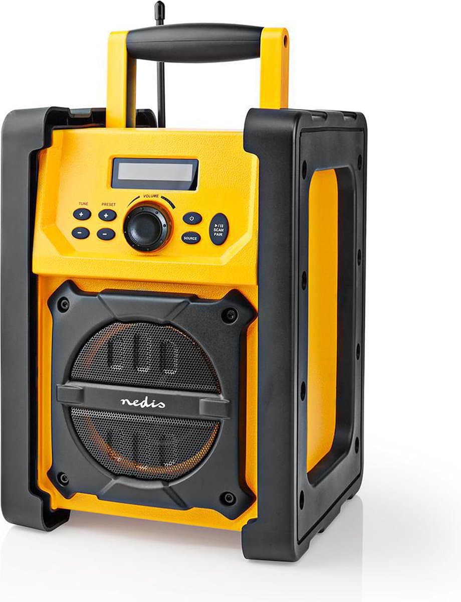 Nedis Bouwradio - FM Radio - Bluetooth - Batterij / Netvoeding - Digitaal - IPX5 - Handvat - Geel — afbeelding 1