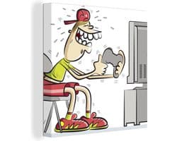 Canvas Schilderij Gamer - Televisie - Console - 50x50 cm - Wanddecoratie