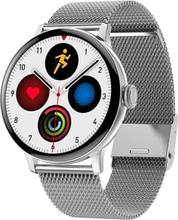 Belesy® NUMBER 2 - Smartwatch Heren – Smartwatch Dames - Horloge – Stappenteller – Calorieën - Hartslag – Sporten - Splitscreen - Kleurenscherm - Full Touch - Bluetooth Bellen – Staal – Milanees - Zilver - Moederdag — thumbnail 1