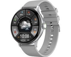 Belesy® NUMBER 2 - Smartwatch Heren – Smartwatch Dames - Horloge – Stappenteller – Calorieën - Hartslag – Sporten - Splitscreen - Kleurenscherm - Full Touch - Bluetooth Bellen – Zilver – Siliconen - Grijs - Moederdag