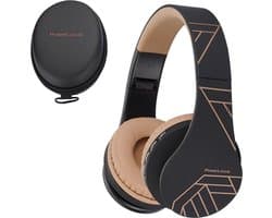 PowerLocus P1 Bluetooth Koptelefoon – Draadloos – Over Ear – Met Microfoon – Inklapbaar - incl. Hoes – Zwart/Bruin