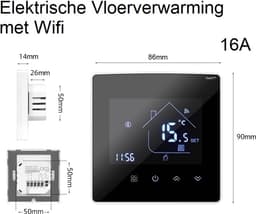 TechU™ Slimme Thermostaat Max – Alleen voor Elektrische Vloerverwarming – Wifi & App – Google Assistant & Alexa Amazon – Zwart met witte rand — thumbnail 5