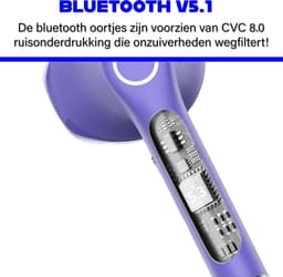 Phreeze Draadloze Oordopjes - Bluetooth Oordoppen - True Wireless EarBuds - Draadloos - 2e Generatie - Paars — thumbnail 2
