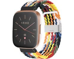 Nylon Smartwatch bandje - Geschikt voor Fitbit Versa / Versa 2 gevlochten bandje - kleurrijk - Strap-it Horlogeband / Polsband / Armband